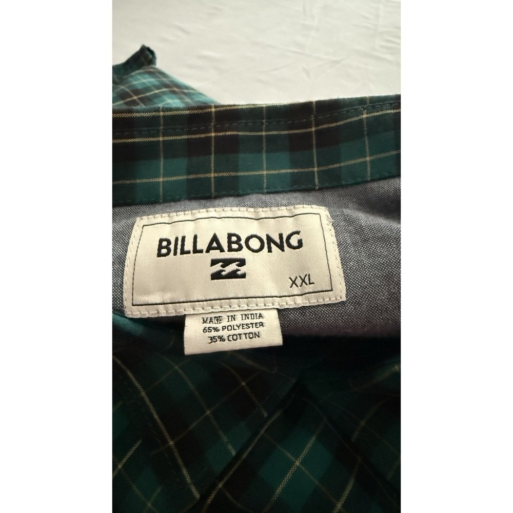 Men's Long Sleeve Plaid‎ Shirt NWT brand Is BILLABONG SZ XXL Green And Black - Picture 10 of 10